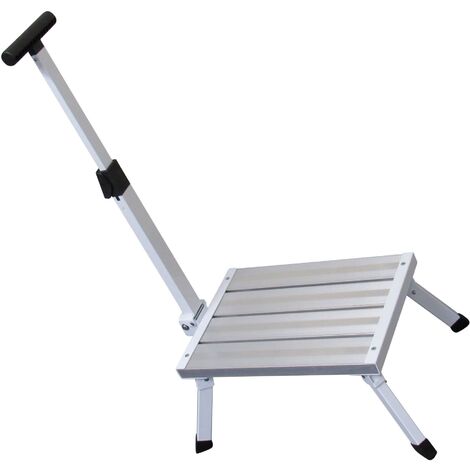 Large Aluminium Single Folding Step with Handrail (Caravan Motorhome Collapsible Foldable Platform)