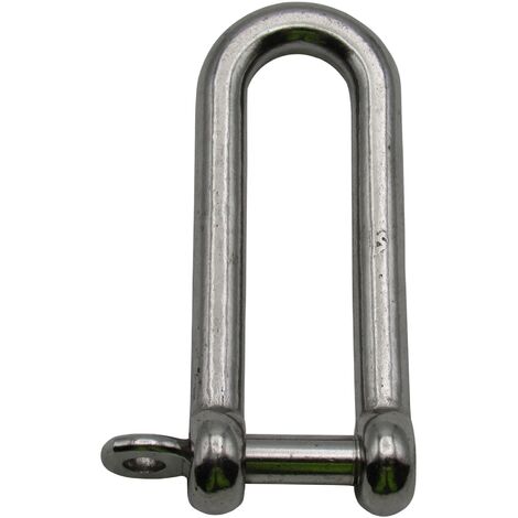 Stainless Steel Long Dee Shackle Captive Screw 4MM (Marine Fishing Boat Trawler D Connector)
