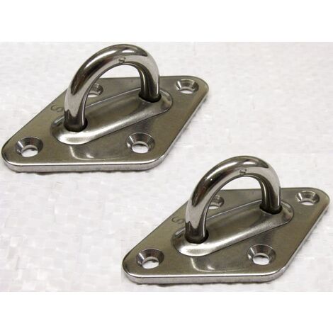 Stainless Steel Diamond Eye Plates X2 (8MM Marine Boat Deck Attachment) (1/3)