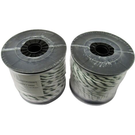 Electric Fence Rope Poly Fencing 6MM x 200M Rolls x2 (Electrified Polyrope Horse White Green)