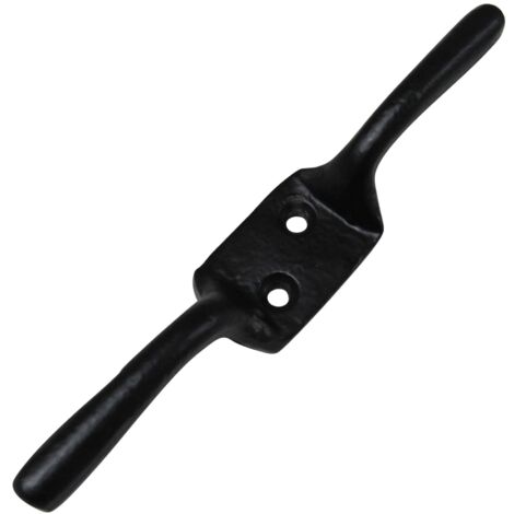Black Cleat Hooks 6" X2 (Washing Line Blind Cord Tie Back Trailer Rope) (1/5)