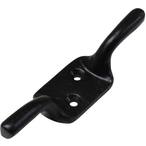 Black Cleat Hooks 4" X2 (Washing Line Blind Cord Tie Back Trailer Rope) (1/5)