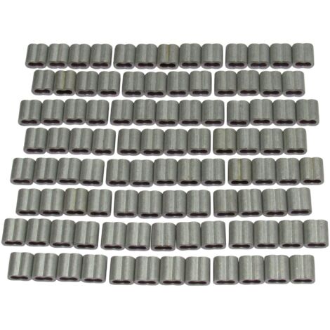 Double Barrel Crimp Sleeves Aluminium X100 (Electric Fence Wire Ferrules Polywire Splicing Loop)