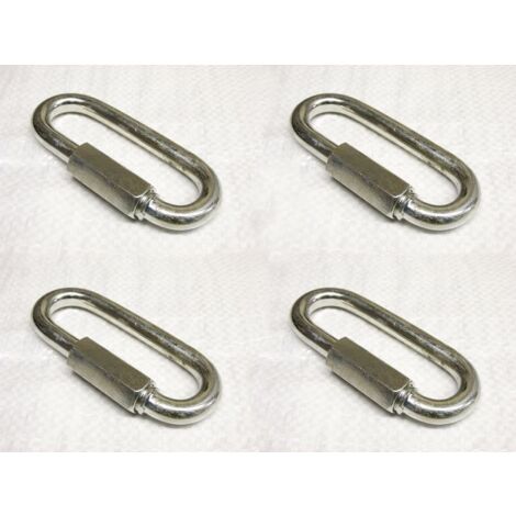 X4 8MM Galvanised Long Series Quick Link - Rope Secure Attach Galv Maillon