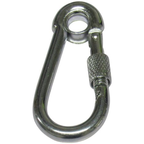 8MM Zinc Plated Carbine Hook With Screw Nut And Eyelet - Marine Secure Gate Rope Karabina BZP (1/5)