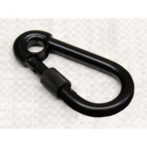 6MM Black Carbine Hook With Screw Nut & Eye - Plated Safety Snap Hook Theatre