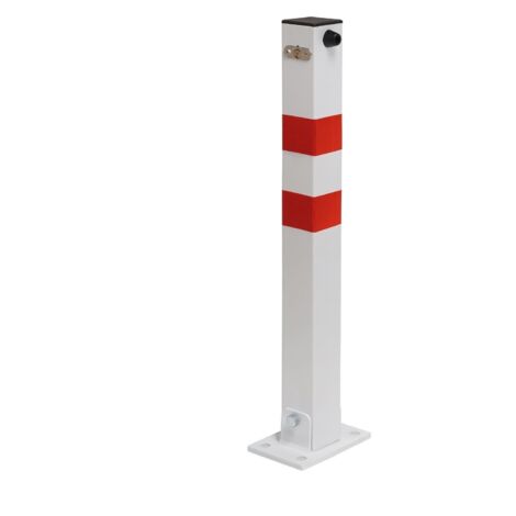 Folding Lockable Parking Barrier Bollard (Foldable Car Park Post Security Red and White)