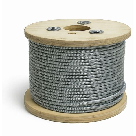 Galvanised Steel Wire Rope 7X7 3MM - Coated to 4MM 100M Reel (Clear PVC Plastic Coated Metal Cable)