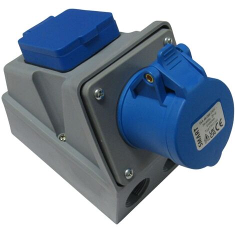 16A Wall Socket 3 Pin with integrated 13A Socket (240V IP44 Electric Outlet Indoor Outdoor)