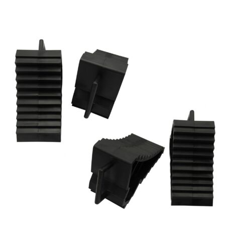 Wheel Chocks Tyre Brake Stoppers with Handle X4 (Trailer Caravan Wedges Black Plastic)