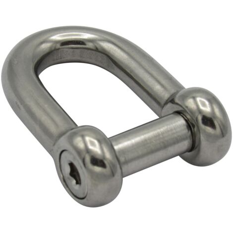 Stainless Steel D Shackle with Allen Screw Head 6MM (Dee Rigging Flush Marine)