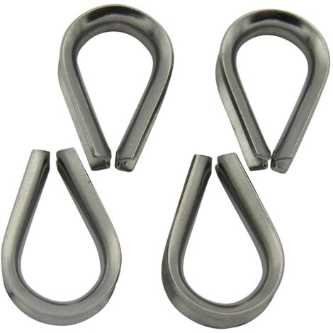 Stainless Steel Wire Rope Thimbles 8MM x4 (Marine Webbing Boat Cable Loop)