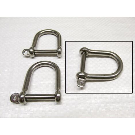x2 5MM Stainless Steel Wide Dee Shackle Captive Pin - Marine Screw Attachment (1/2)