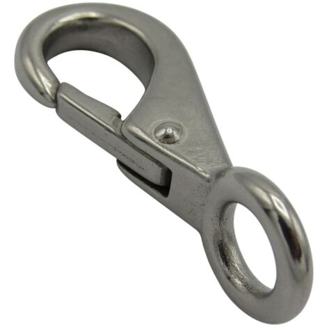 Quick Release Snap Hook with Fixed Eye Size 1 (72MM Stainless Steel Boat Shackle Attachment)
