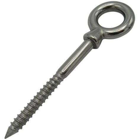 Wood Screw Eye Bolt Stainless Steel 8MM (80MM Shank Eyebolt Marine Rope Cable 316) (1/5)