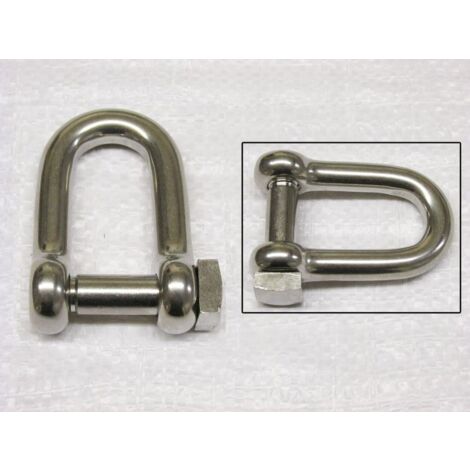 Stainless Steel D Shackle Square Head 8MM (5/16" x 5/16" Dee Marine Boat Rigging M8) (1/2)