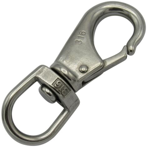 Quick Release Snap Hook with Swivel Eye Size 1 (83MM Stainless Steel Boat Shackle Attachment)