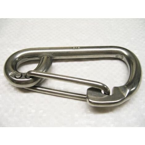 Stainless Steel Carbine Hook with Formed Eye & Safety Catch 8MM (Carabiner Snap Hook)