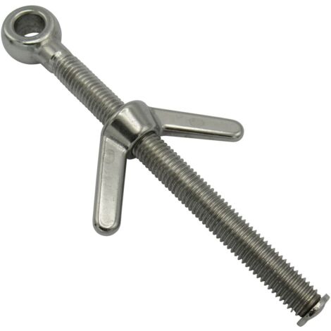 Eye Bolt with Wing Nut Stainless Steel 10MM x 100MM (Marine Butterfly Boat Rigging)