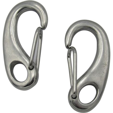 Stainless Steel Snap Tack Hooks 70MM x2 (Spring Marine Clip Eye) (1/5)