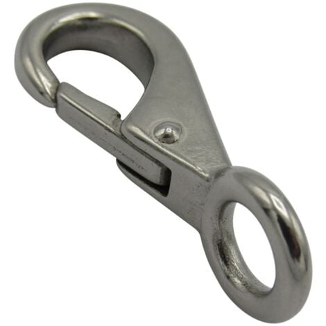 Quick Release Snap Hook with Fixed Eye Size 3 (97MM Stainless Steel Boat Shackle Attachment)