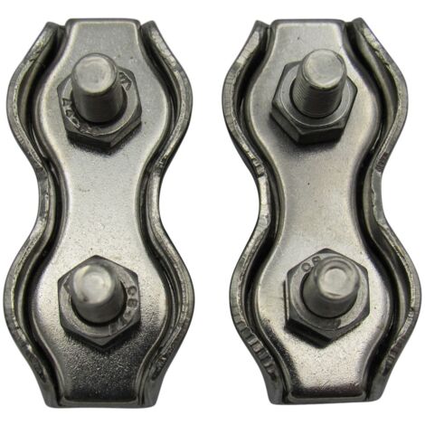 Duplex Wire Rope Grips Stainless Steel 6MM x2 (Marine Boat Clip Clamps)
