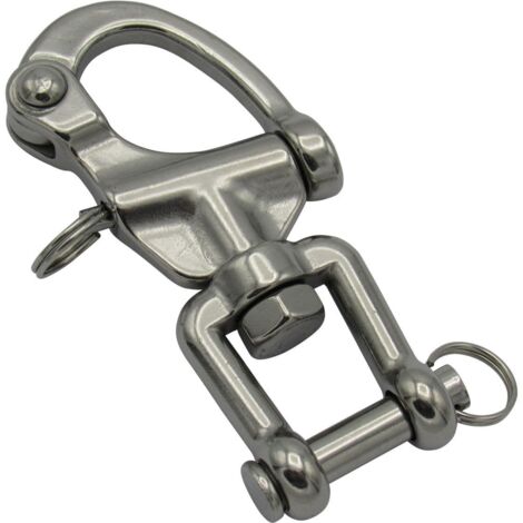 Jaw Swivel Snap Shackle Stainless Steel with Pin 87MM (Marine Quick Release Rigging Fork) (1/5)