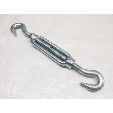 x1 M8 Galvanised Forged Straining Screw Hook And Hook - Caravan Turnbuckle Open Body