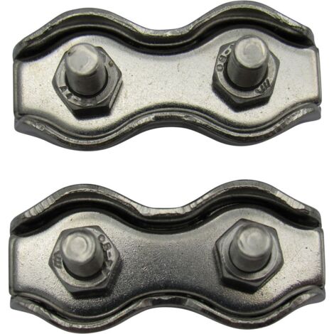 Duplex Wire Rope Grips Stainless Steel 8MM x2 (Marine Boat Clip Clamps) (1/5)