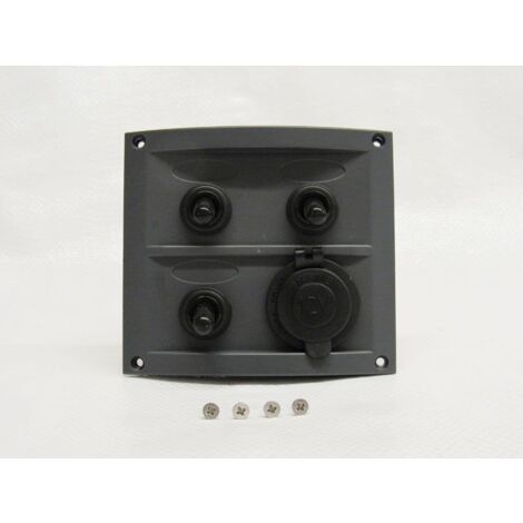3 Gang Switch Panel & Cigarette Socket 12V (Rocker Boat Marine Splashproof) (1/2)