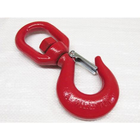 1.5 Ton Large Swivel Hook With Safety Catch - 1500KG Alloy Steel Red Lifting Tested Certified (1/2)
