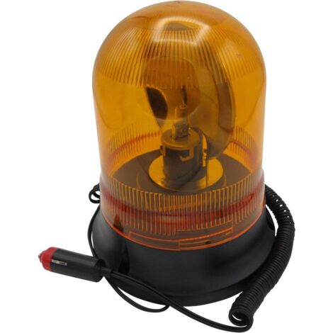 12v 8w Amber Magnetic Screw Base Warning Light Plug In - Revolving Beacon Recovery Flashing (1/5)