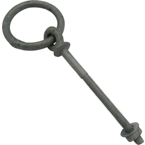 16MM X 150MM Galvanised Collared Eyebolt With Ring - Steel Eye Bolt Nut Washer