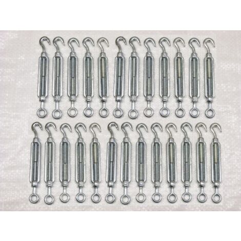x25 M5 Galvanised Forged Straining Screw Hook Eye - Caravan Turnbuckle Open Body