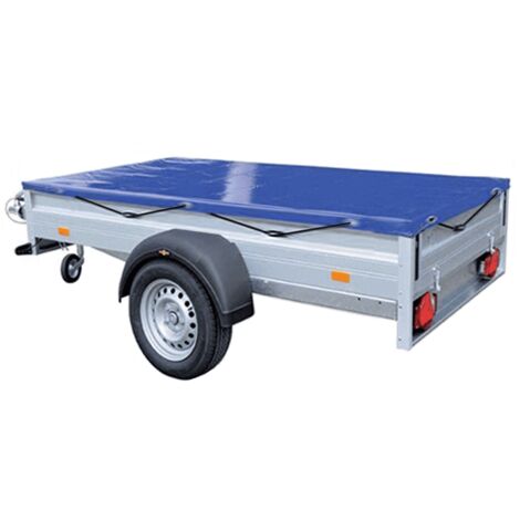 Blue Heavy Duty 4'x3' Vinyl Trailer Cover with Bungee Cord - Feet Foot Waterproof Tie Down