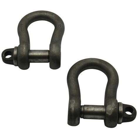 2 x 1.25 TON SELF COLOUR LARGE BOW SHACKLE BS3032 with SCREW PIN lifting towing