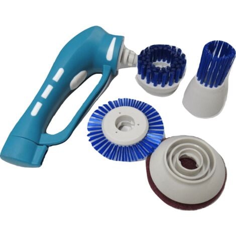 Electric Cleaning Brush with 4 Heads  (Kitchen Floor Tile Hand Tool Cordless Rechargable Scrubber)