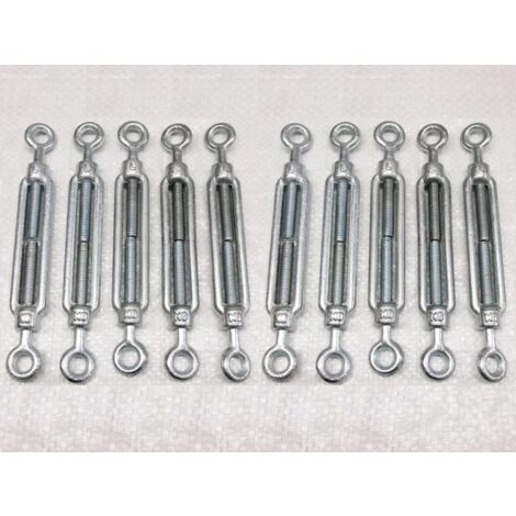 x10 M8 Galvanised Forged Straining Screw Eye Eye - Caravan Turnbuckle Open Body (1/2)