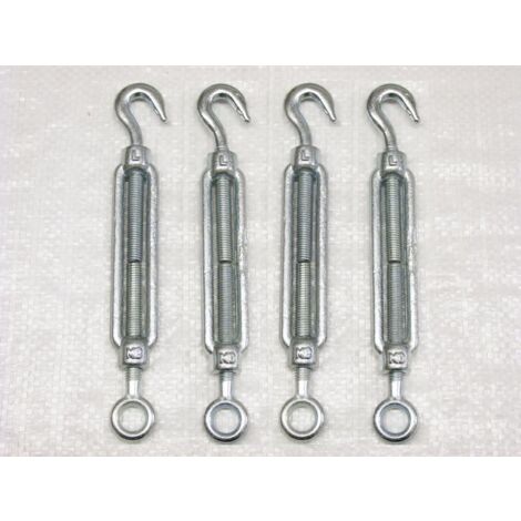 x4 M12 Galvanised Forged Straining Screw Hook Eye - Caravan Turnbuckle Open Body