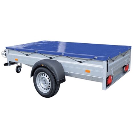 Blue Heavy Duty 6'x4' Vinyl Trailer Cover with Bungee Cord - Feet Foot Waterproof Tie Down (1/5)
