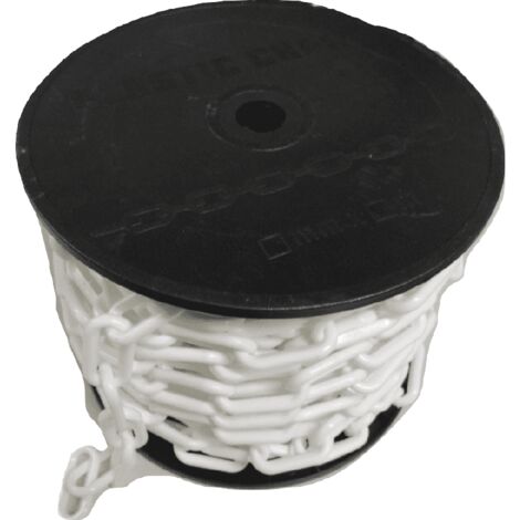 White Plastic Chain Links 8MM x 25M (Garden Decorative Safety Barrier)