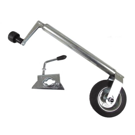 Jockey Wheel with Clamp 35MM (Metal Rim Trailer Caravan Guide Heavy Duty Rubber) (1/5)