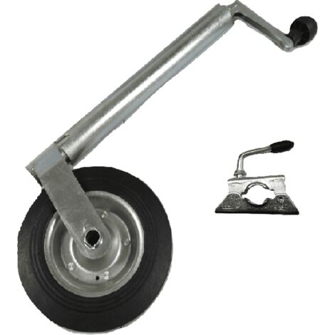 Caravan Jockey Wheel with Clamp 42MM (Metal Rim Guide Trailer Caravan Rubber Heavy Duty) (1/5)