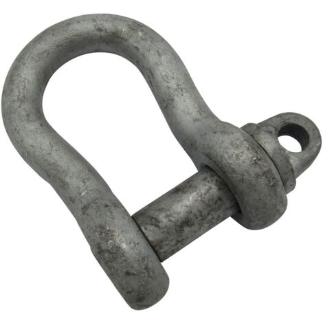 7.25 Ton Galvanised Large Bow Shackle With Screw Pin - BS3032 7250KG Lifting Towing Tested