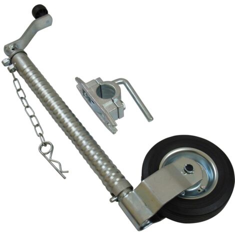 Trailer Jockey Wheel Ribbed 48MM with Clamp (Heavy Duty Solid Rubber Caravan Jockey Guide)