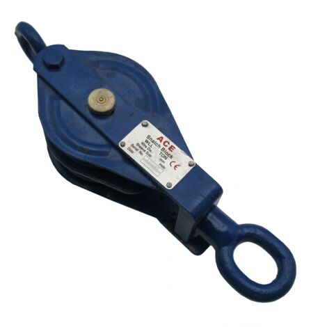 1 Ton 100MM Double Sheave Snatch Block With Swivel Eye Blue Painted - 10MM Wire Rope Safety Lifting (1/5)