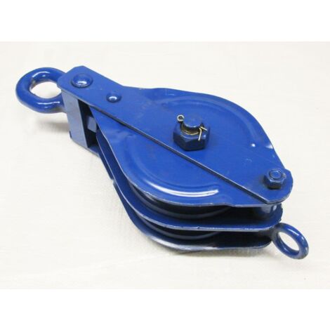 3 Ton 175MM Double Block With Swivel Eye Blue Painted - 19MM Pulley Wire Rope Safety Lifting