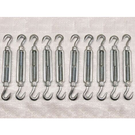 x10 M22 Galvanised Forged Straining Screw Hook And Hook - Caravan Turnbuckle Open Body (1/2)
