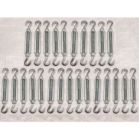 x25 M20 Galvanised Forged Straining Screw Hook And Hook - Caravan Turnbuckle Open Body (1/2)