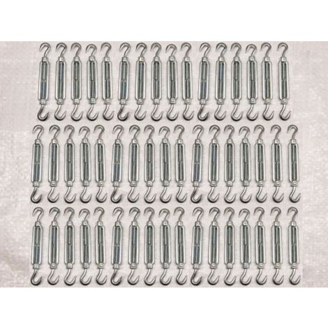 x50 M16 Galvanised Forged Straining Screw Hook And Hook - Caravan Turnbuckle Open Body (1/2)